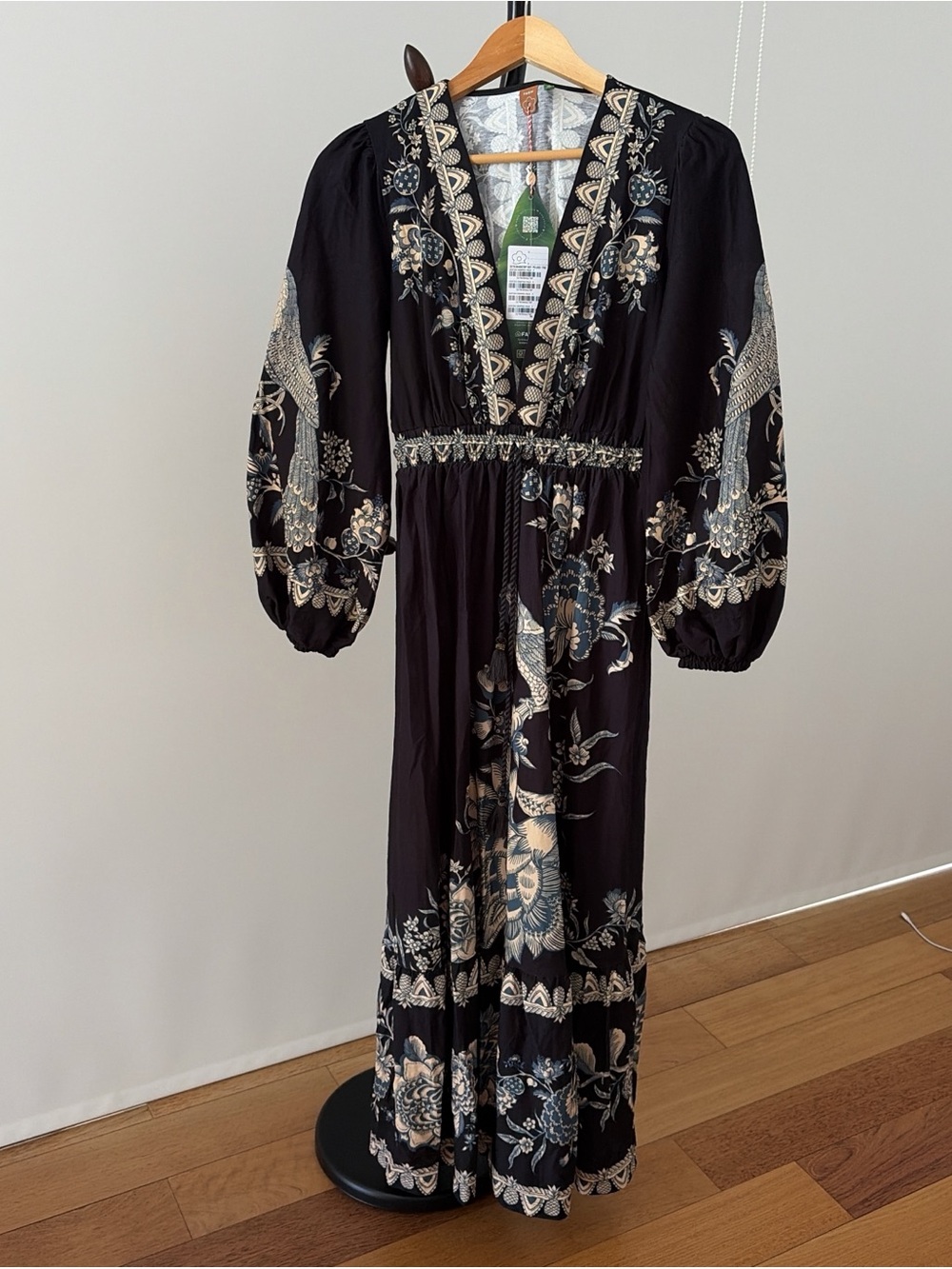 FARM Rio Boho Black Floral Embroidered Maxi Dress - Picture 1 of 7